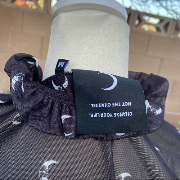 Killstar Gothic Punk Sheer Moon Victorian Button Up Blouse - Picture 8 of 9